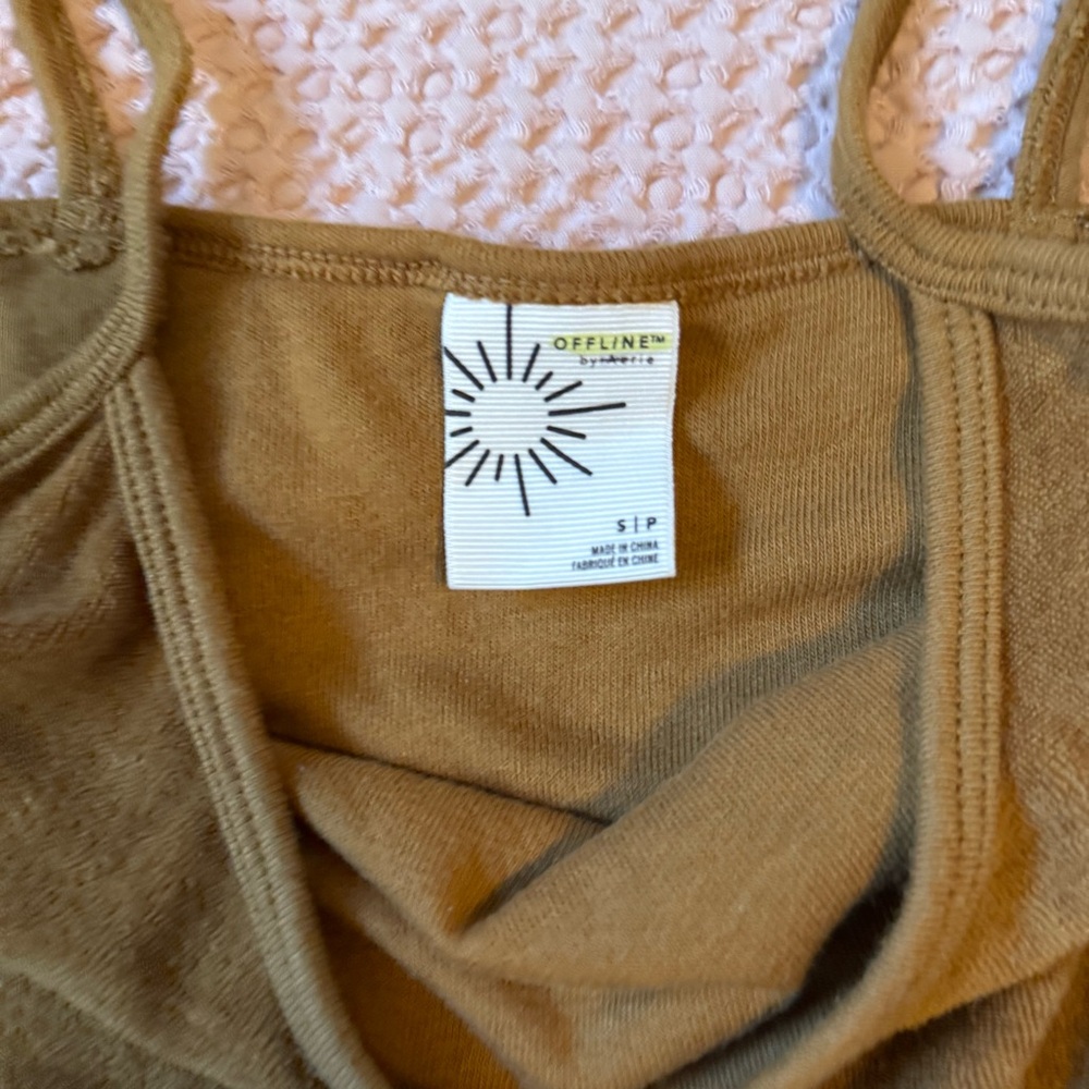 Aerie OFFLINE Terrycloth Wide Leg Jumpsuit in Golden Brown, Size S - Picture 8 of 15